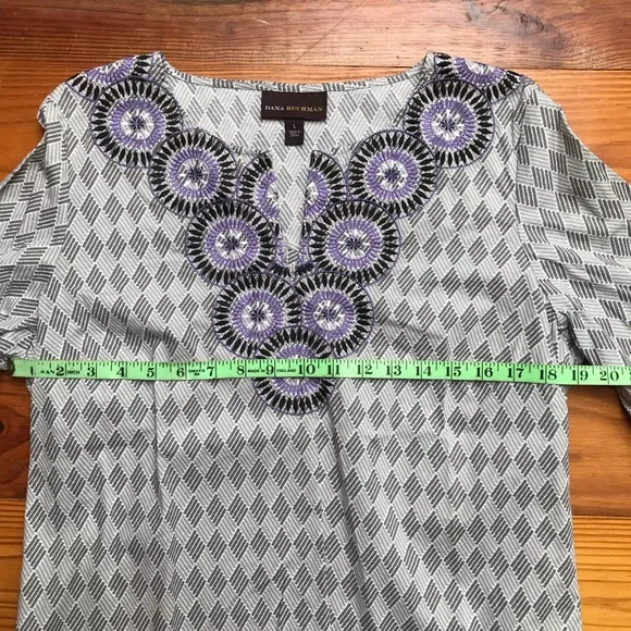 Dana Bachman Purple Embroidered Tunic Top, EUC, L - Picture 6 of 15